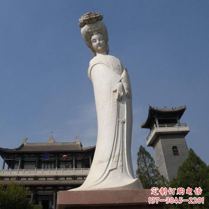 山东汉白玉贵妃石雕像-唐朝著名美女杨玉环景区人物雕塑