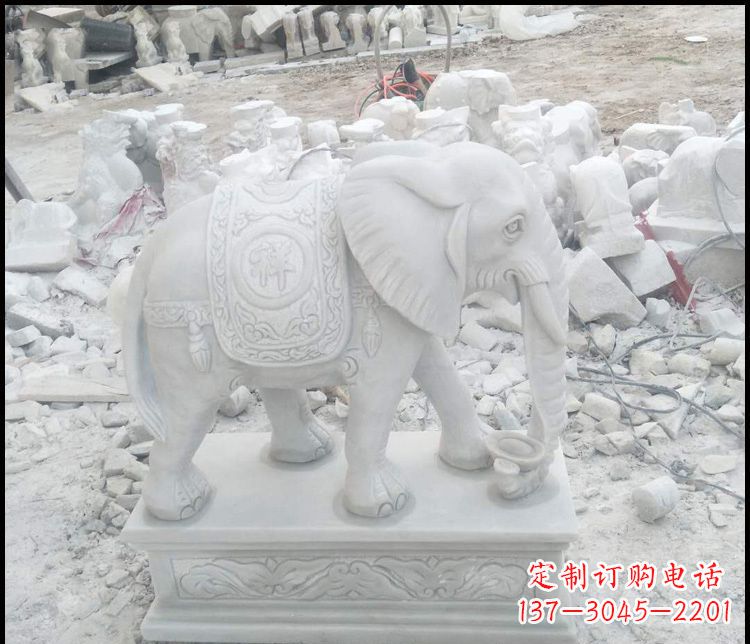 山东汉白玉吉祥大象雕塑