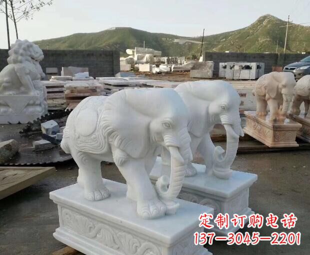 山东高雅大气的汉白玉吉祥大象门口雕塑