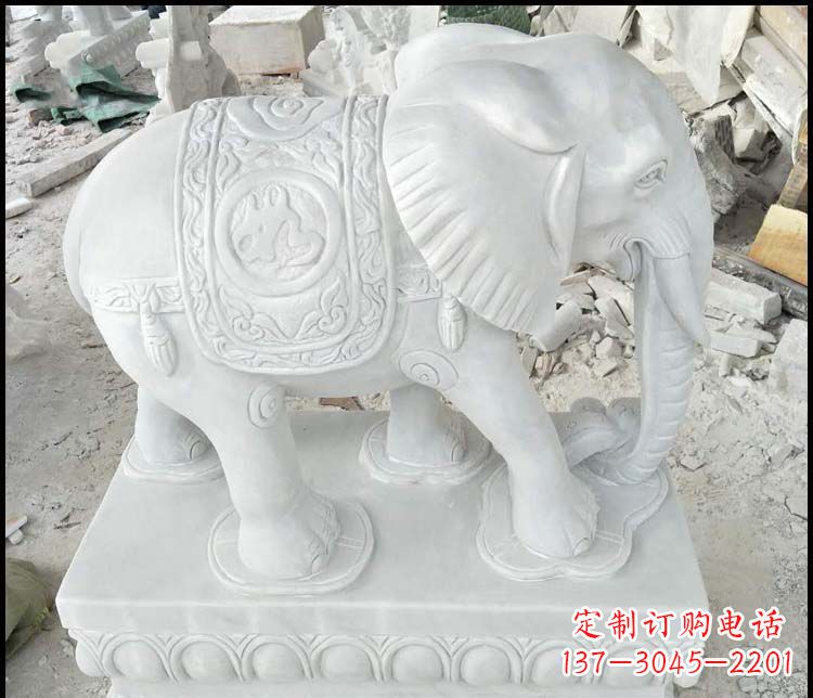 山东汉白玉吉祥如意门口招财镇宅大象石雕
