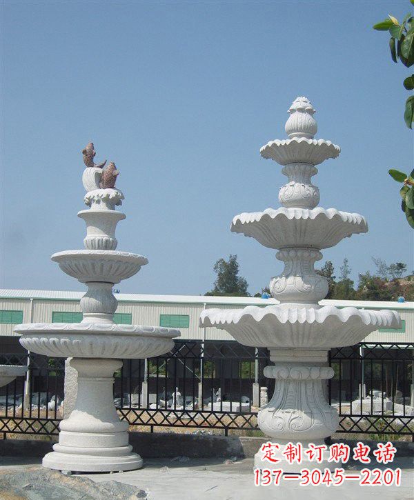 山东汉白玉精美喷泉雕塑