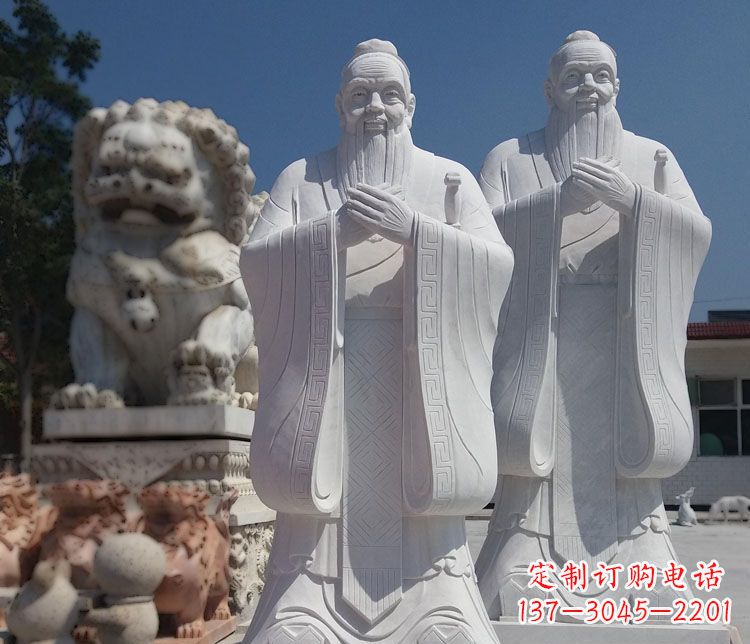 山东以瑰丽石雕塑令孔子长存——汉白玉孔子校园古代名人石雕