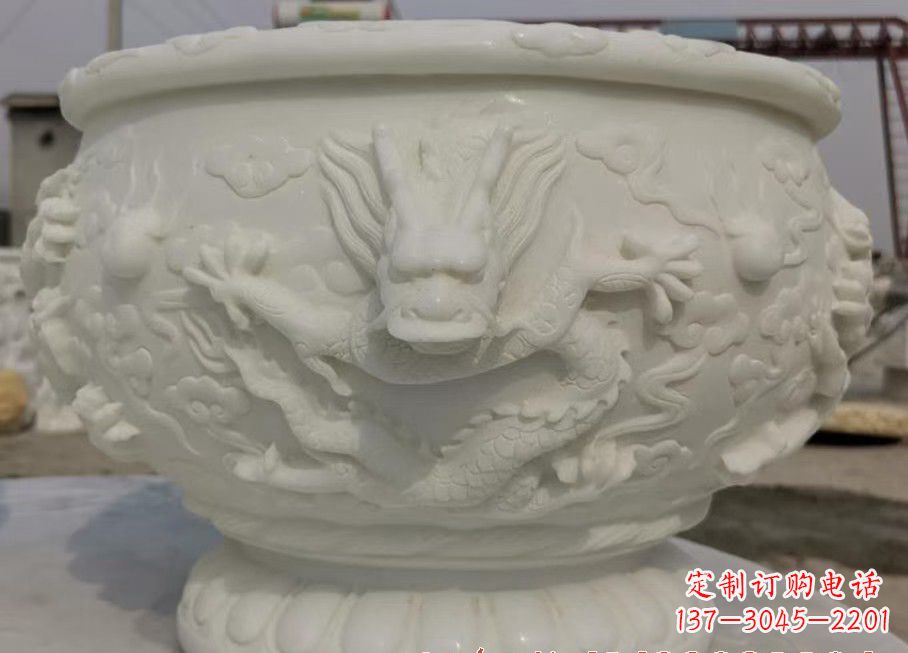 山东中领雕塑汉白玉龙鱼缸雕塑,是由专业雕塑定…