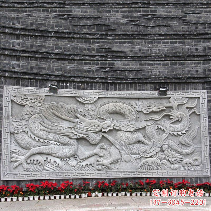 山东汉白玉龙纹浮雕墙,专为您打造贵族感