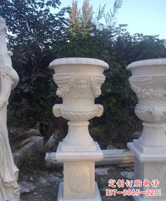 山东汉白玉艺术雕塑花盆