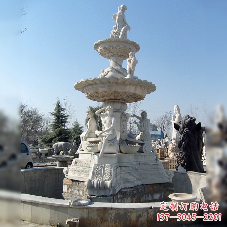 山东汉白玉欧式人物喷泉