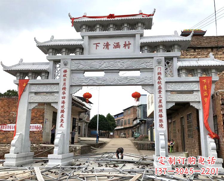 山东汉白玉牌坊石雕