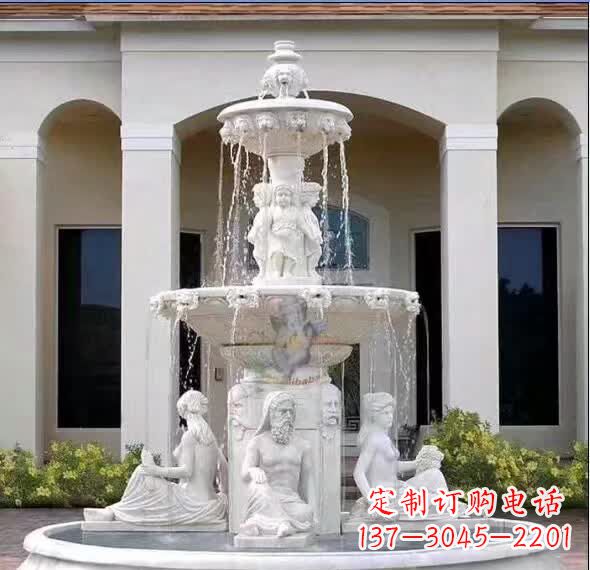 山东汉白玉人物喷泉雕塑