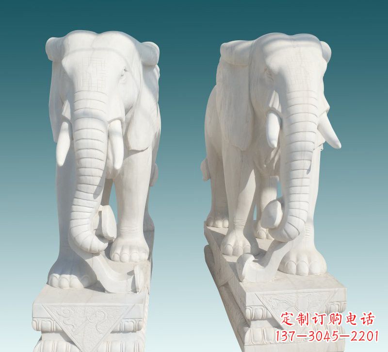 山东昂贵的汉白玉大象雕塑,招财又招福