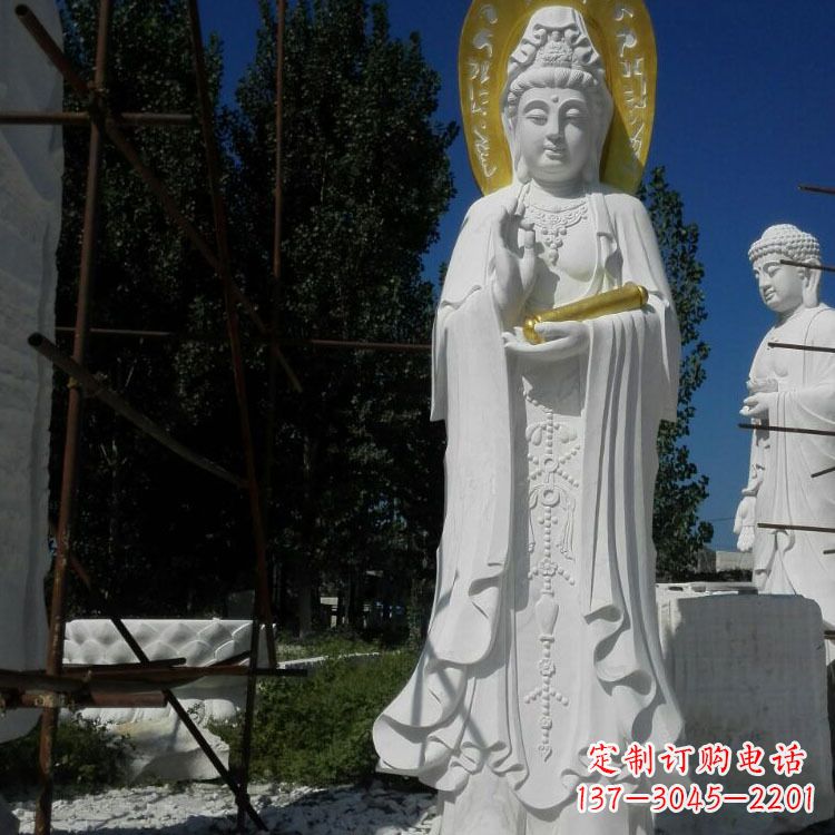 山东汉白玉石雕佛像石头观音