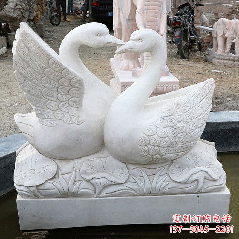 山东精美绝伦的汉白玉天鹅石雕塑