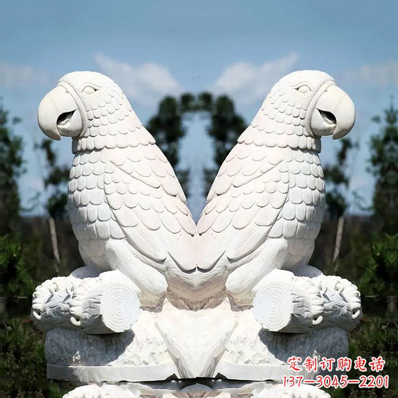 山东汉白玉鹦鹉石雕,令你赏心悦目