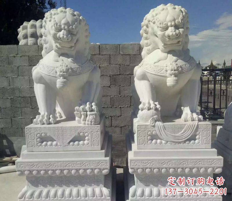 山东汉白玉镇宅狮子石雕塑