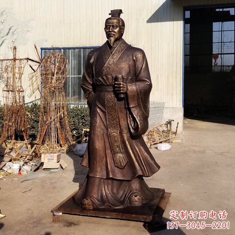 山东汉武帝刘彻铜雕塑像