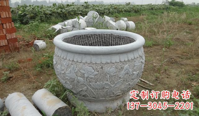 山东荷花花盆公园景观石雕，千般美妙一览无余