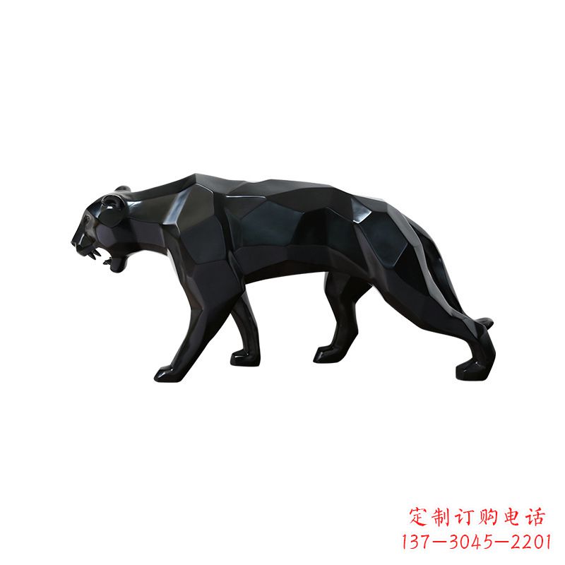 山东黑色魅力,豹子玻璃钢雕塑