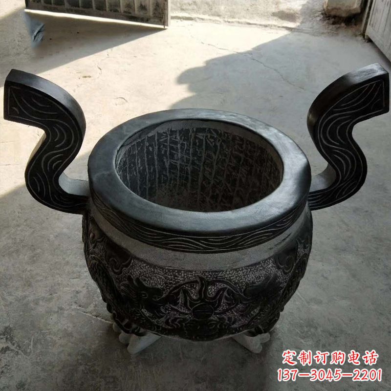 山东黑色石雕香炉