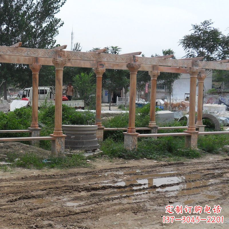山东红色石雕定制长廊雕塑