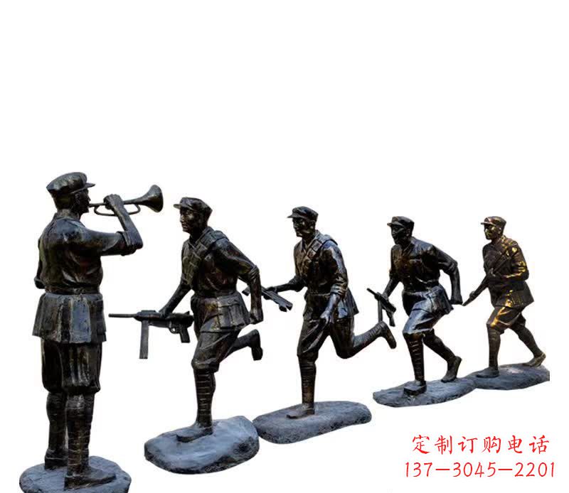 山东传承红色精神,红军铜雕震撼人心