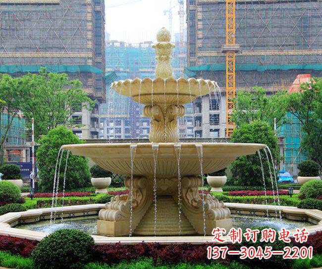 山东户外多层喷泉石雕
