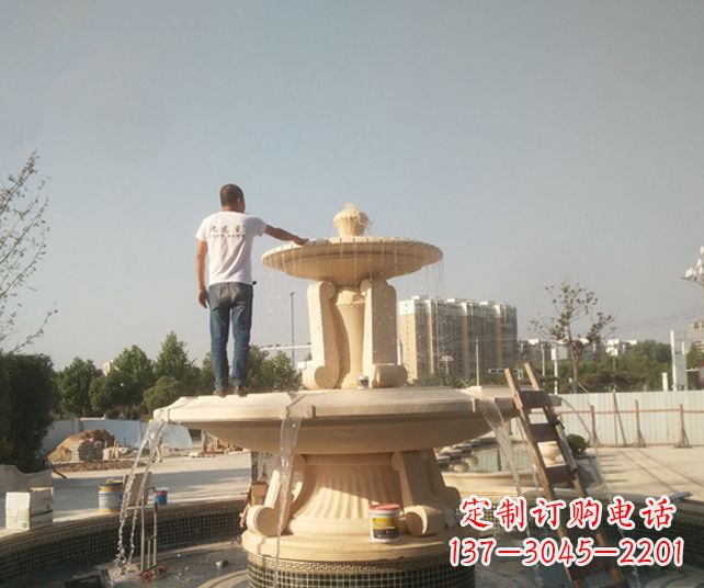 山东户外多层喷泉石雕_1