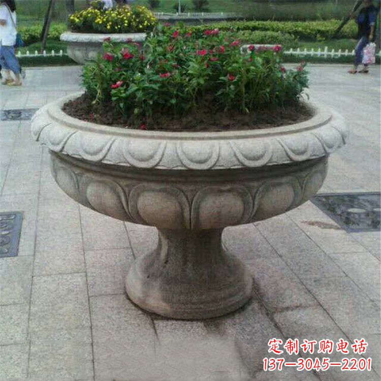 山东中领雕塑:精美花岗岩公园石雕花盆