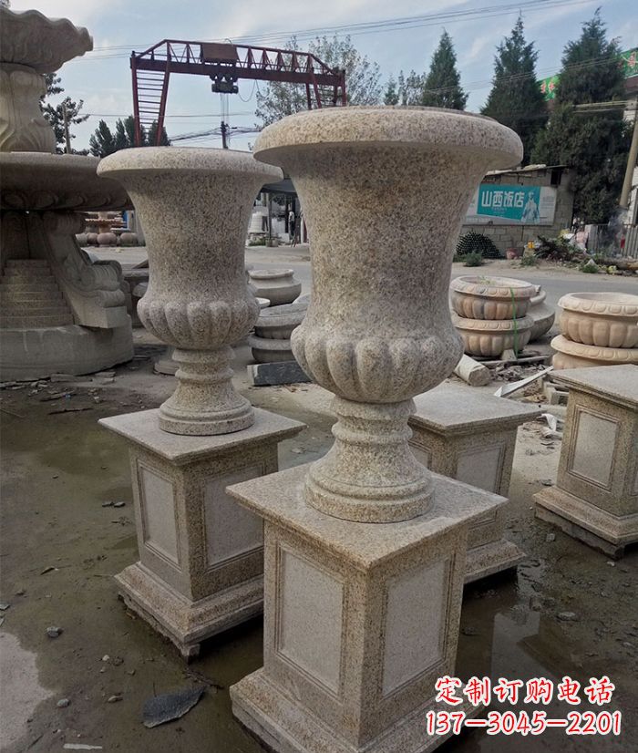 山东花岗岩欧式花钵花盆雕塑
