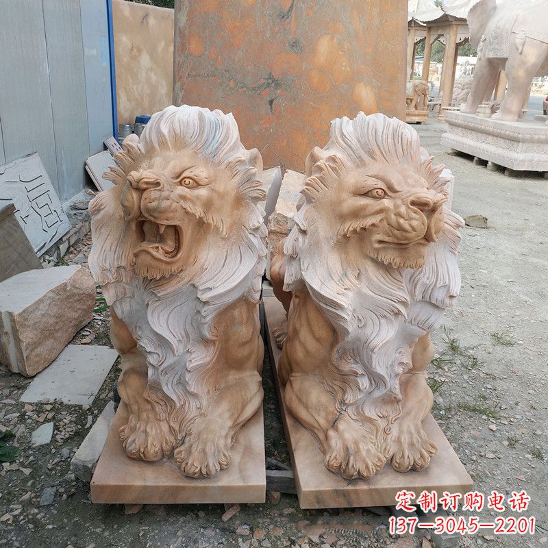 山东风格多样的狮子雕塑