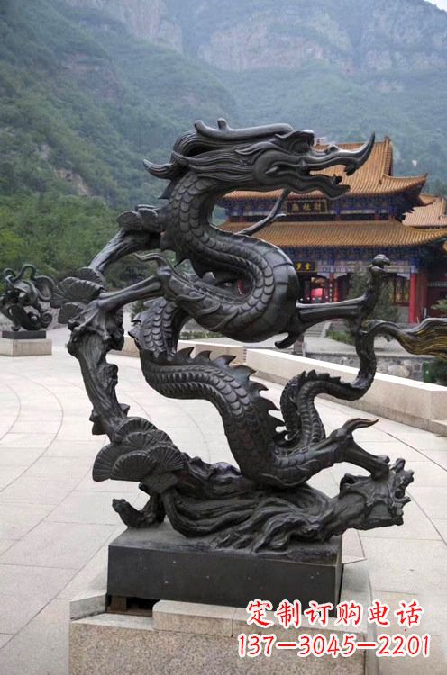 山东精美纯铜青龙雕塑,增添景区广场气派