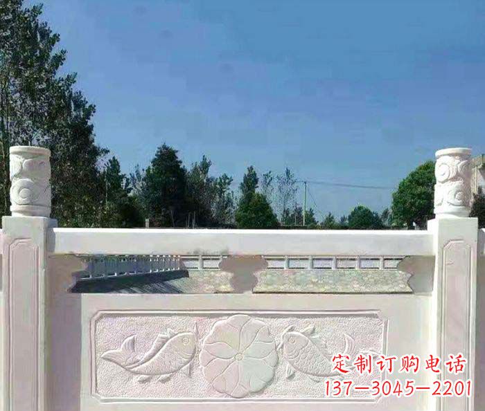 山东精美汉白玉石浮雕栏板