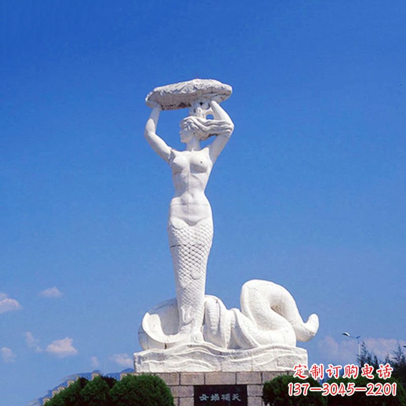 山东答案中领雕塑大型神话人物汉白玉女娲补天雕…