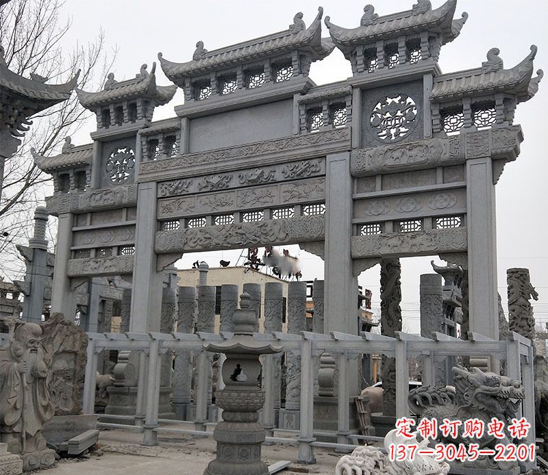 山东京中领雕塑:牌坊石雕定制