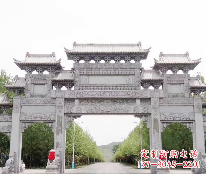 山东三门石雕牌坊,独具特色的地标雕塑