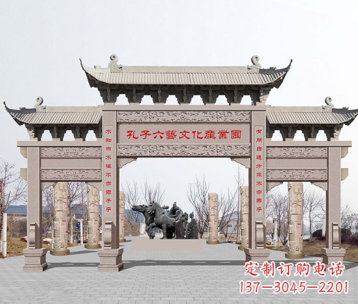 山东景区三门石雕牌坊-高质美观可靠的雕塑装置