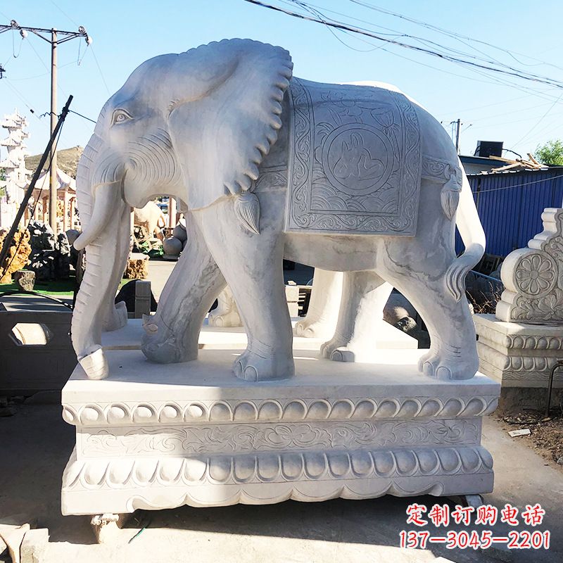 山东酒店石雕大象摆件