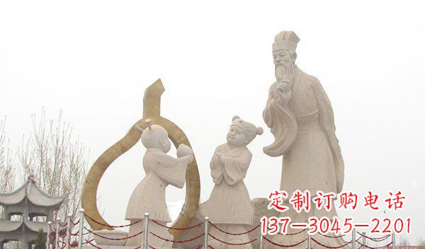 山东孔融让梨古代人物石雕