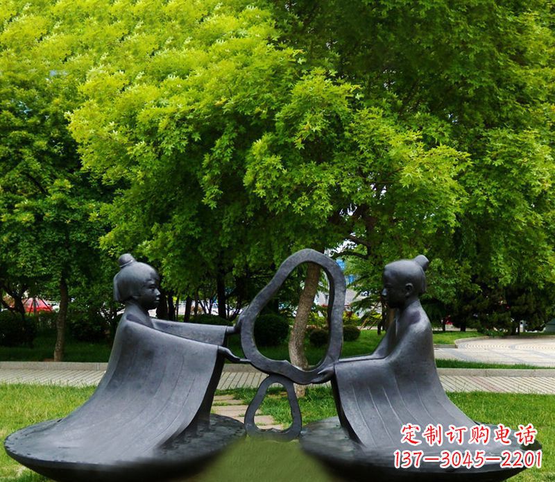 山东孔融让梨公园铜雕