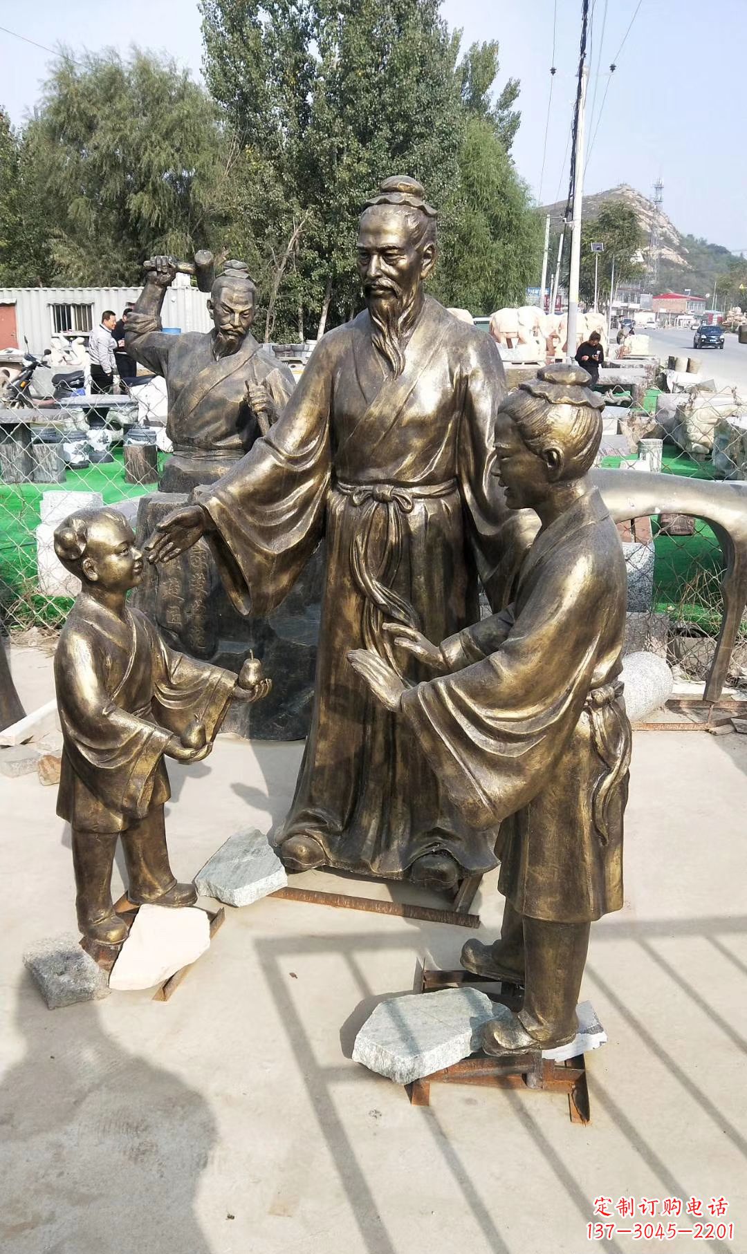 山东孔融让梨人物雕塑,传承名家之美