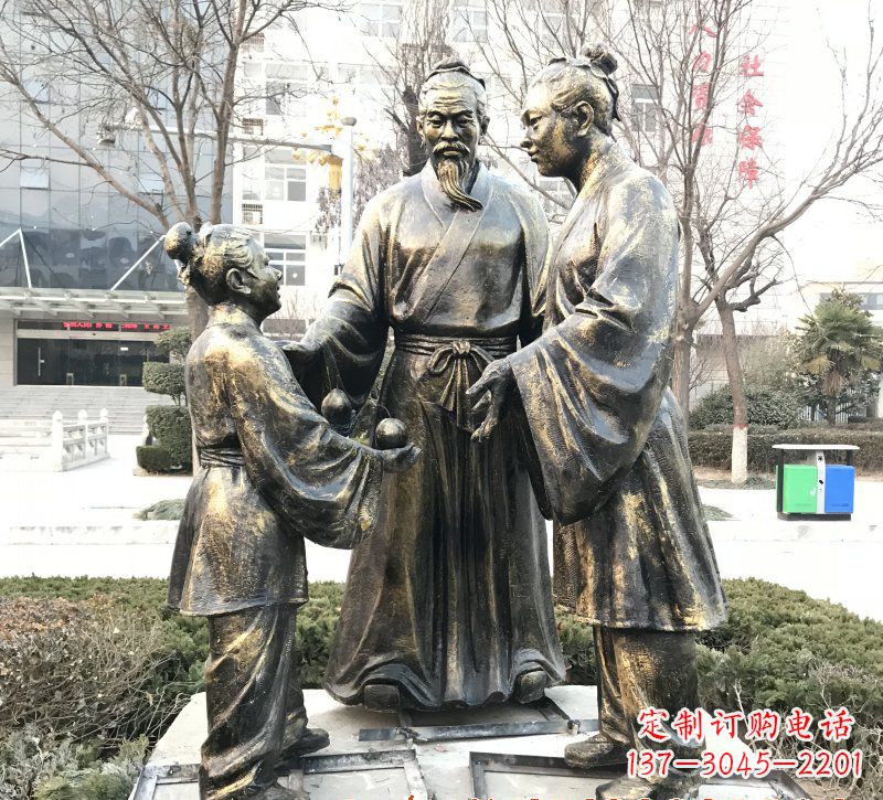山东高端孔融让梨人物铜雕