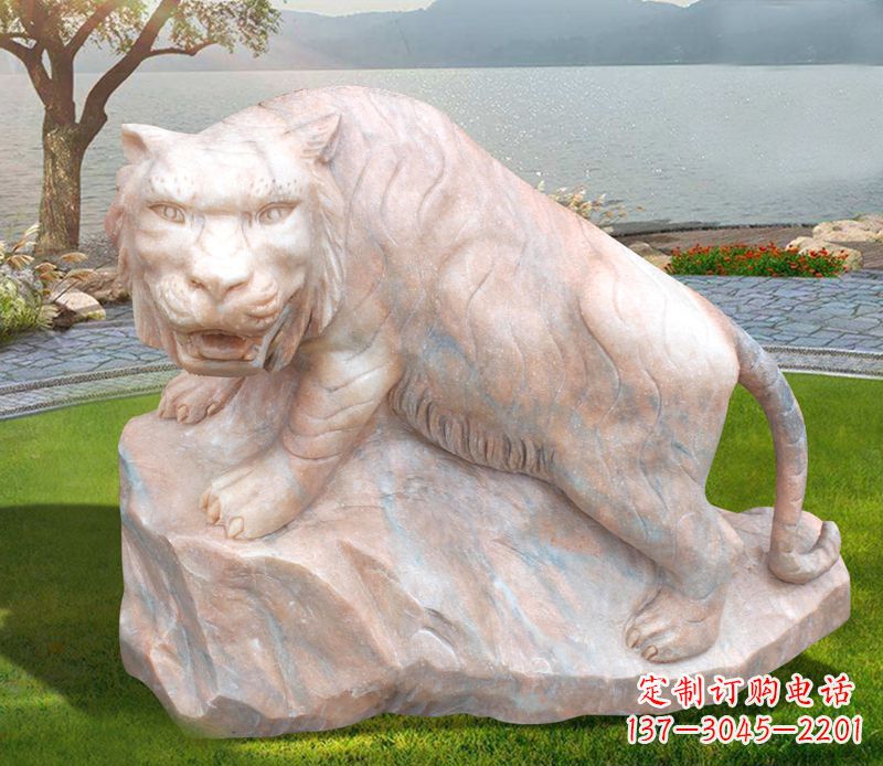 山东金灿灿的老虎石雕公园动物摆件
