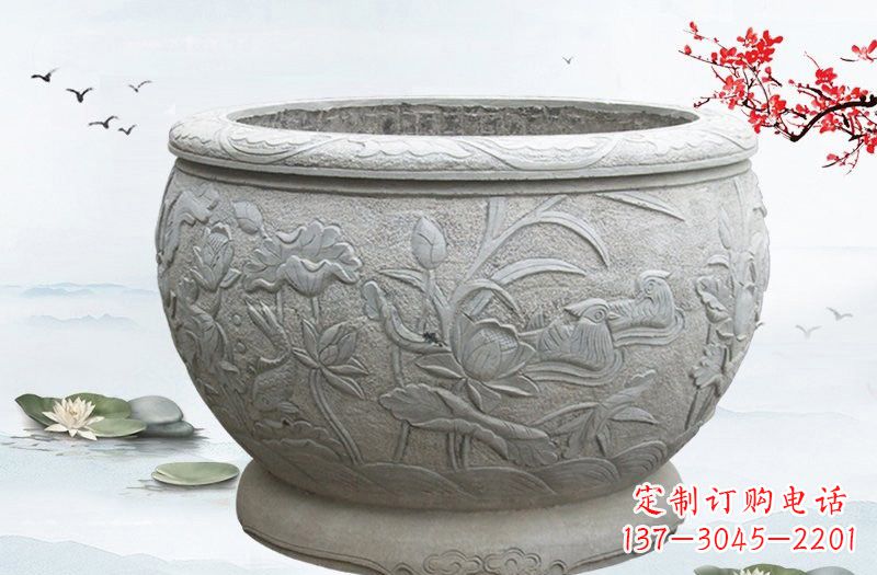 山东艺术精美的水缸雕塑