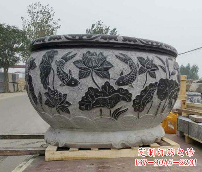 山东中领雕塑出品,精致仿古圆水缸雕塑