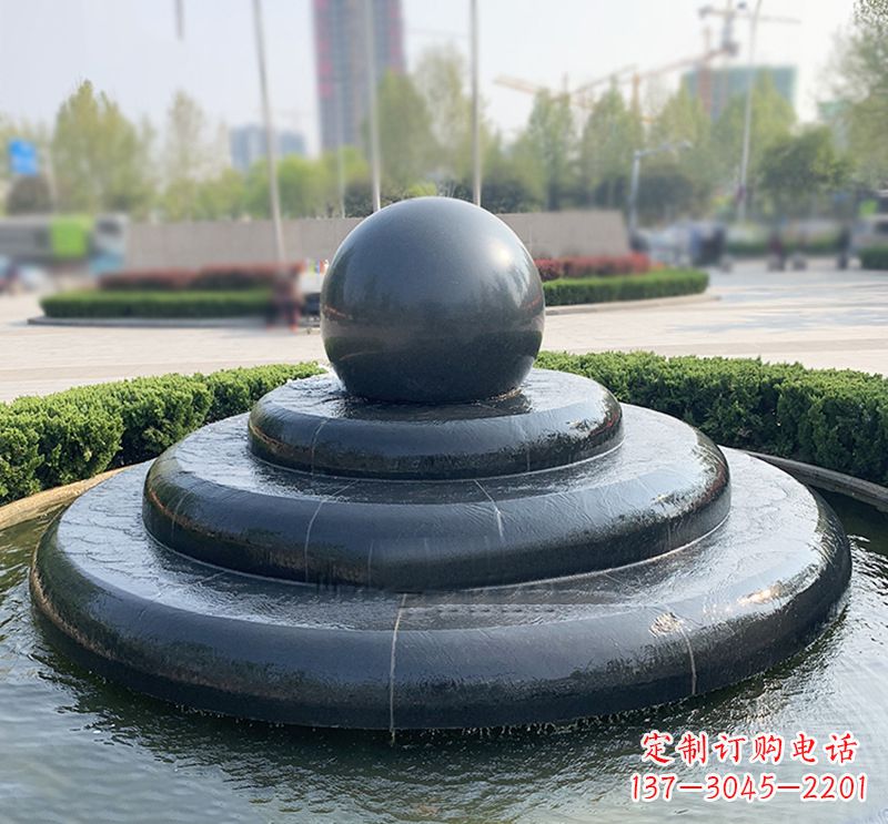 山东临沂石雕风水球喷泉，雕塑定制专属于您