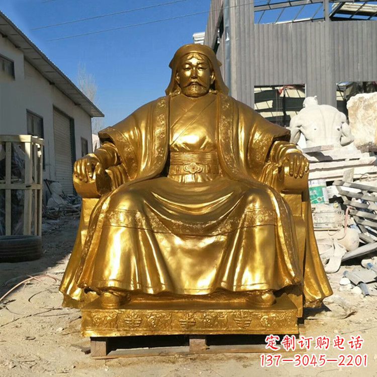 山东精美鎏金成吉思汗雕像，铸就历史精神