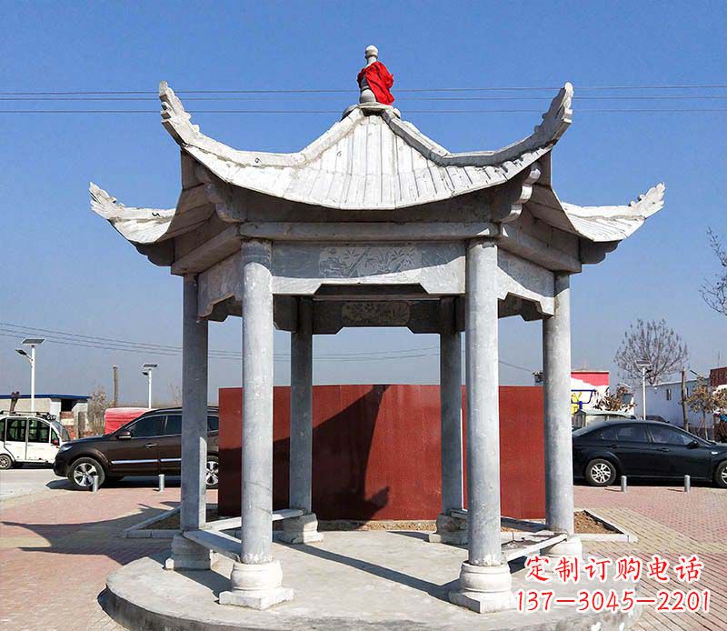 山东六角仿古凉亭石雕