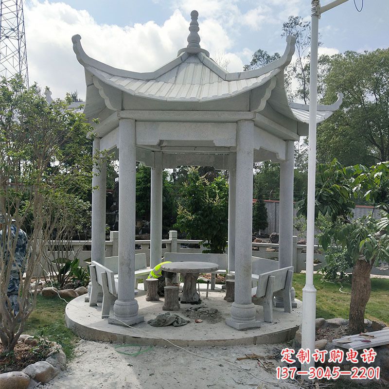 山东六角大理石凉亭