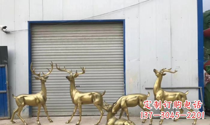 山东鹿群铜雕 (3)