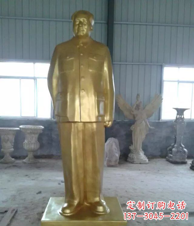 山东优雅的毛主席玻璃钢仿铜人物雕塑