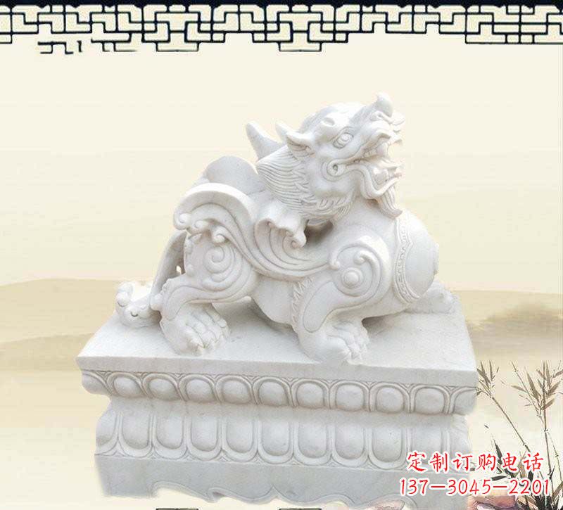 山东精美貔貅石雕雕塑,烘托家门口的神秘感