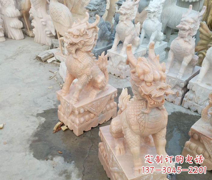 山东华丽夺目,雕琢精美的麒麟石雕